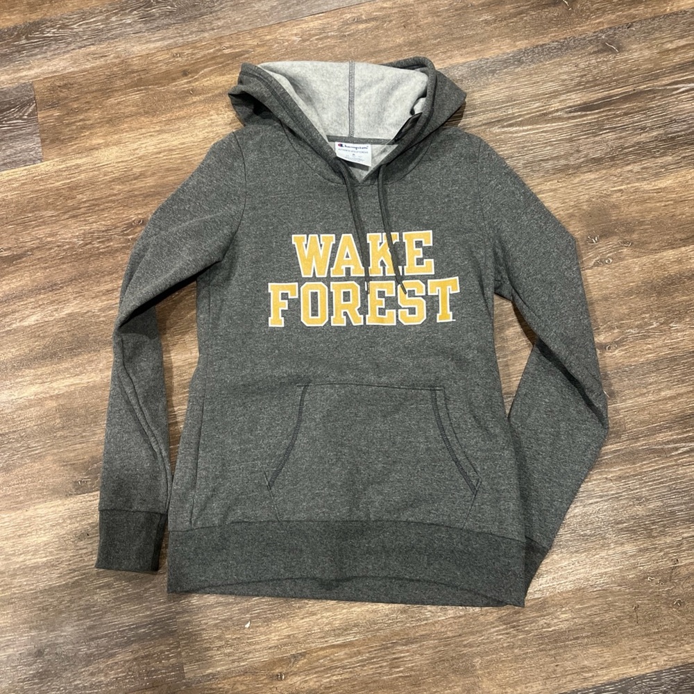 Champion Gray Women's Hoodie Sweater with Yellow Print